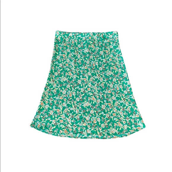 NWT Loft pull on elastic waist bright green floral skirt size extra large - Picture 8 of 8